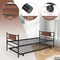 Twin Daybed with Trundle, Metal Frame and Wood Grain Headboard